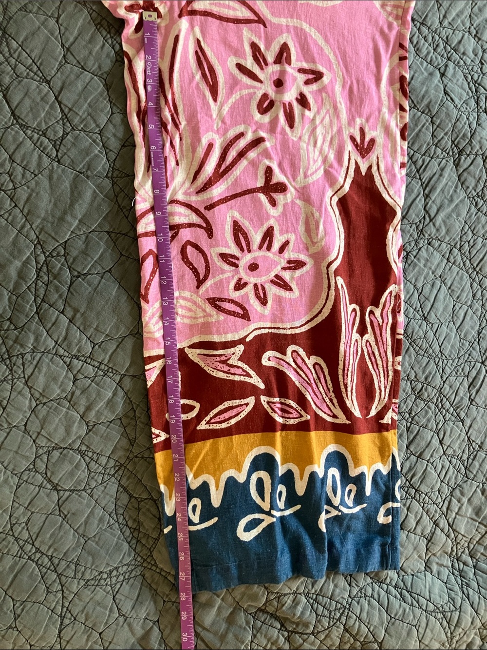Anthropologie Pink Floral Linen Palazzo Pants by Celandine - Picture 6 of 10